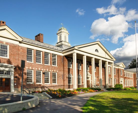 Classic American school entrance and exterior